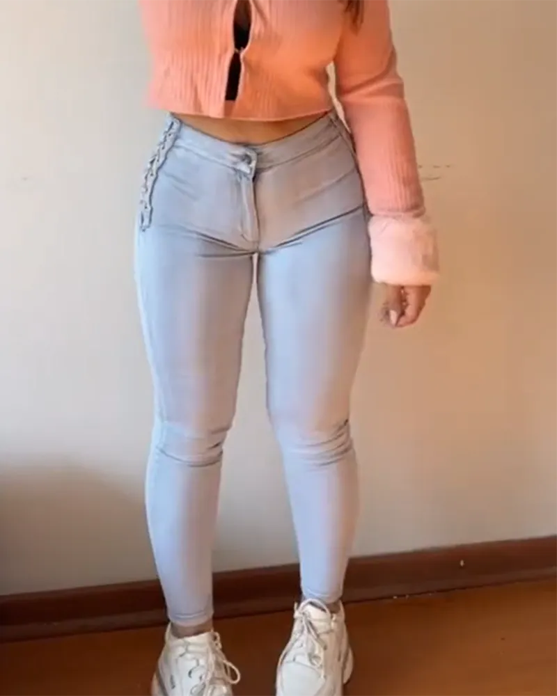 Fashion Skinny Braided Comfortable Jeans