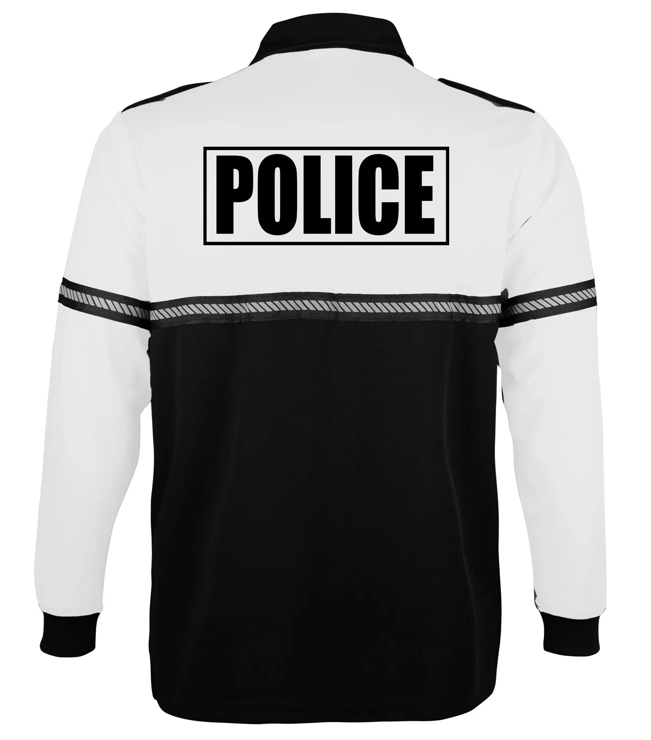 First Class Two Tone Long Sleeve Bike Patrol Shirt with Zipper Pocket and Hash Stripes with Police ID