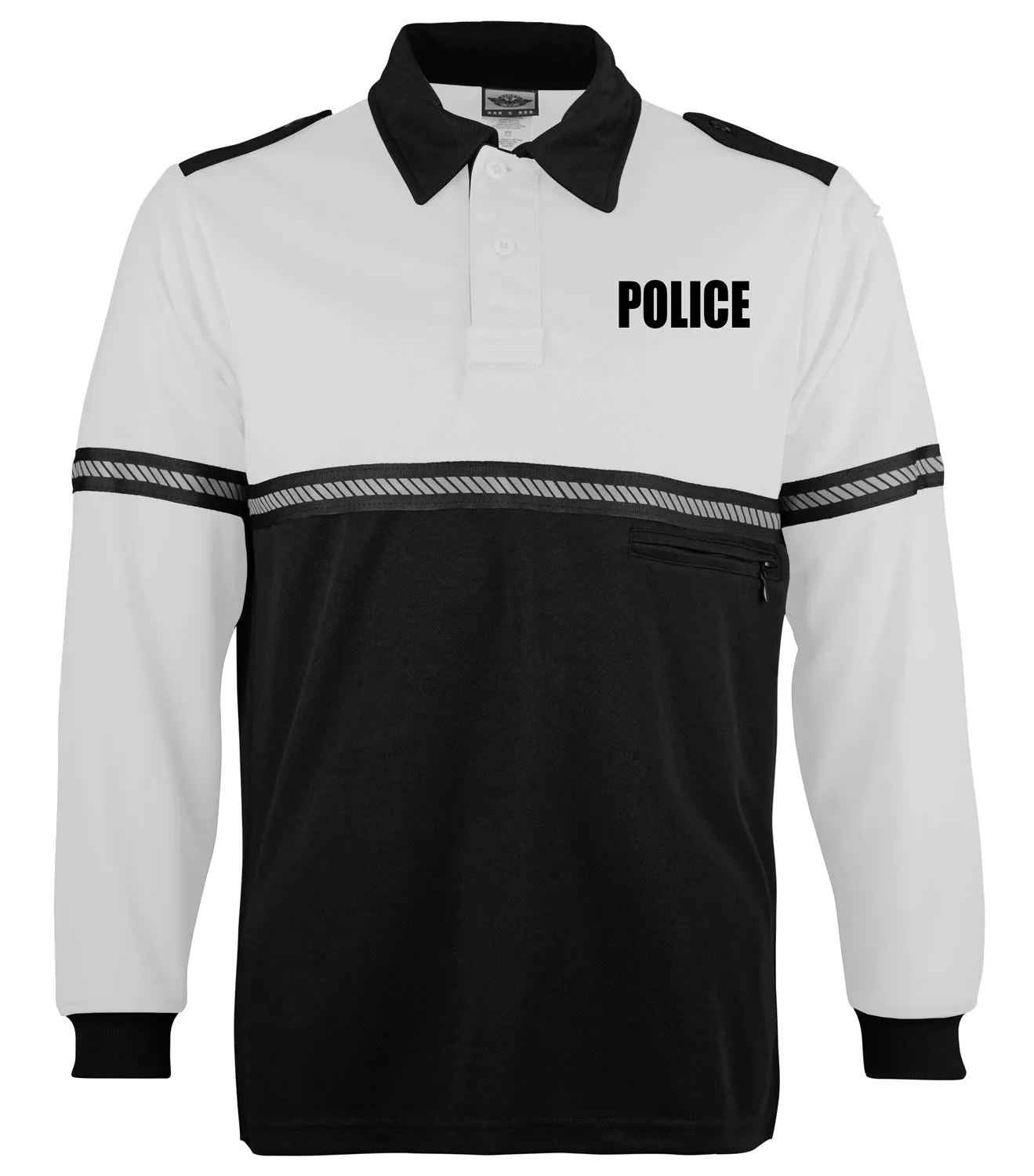 First Class Two Tone Long Sleeve Bike Patrol Shirt with Zipper Pocket and Hash Stripes with Police ID