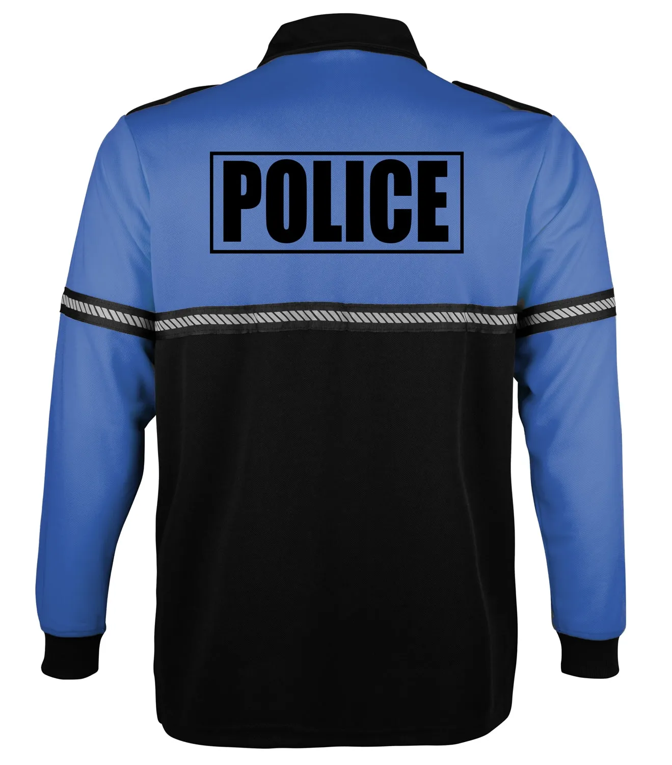 First Class Two Tone Long Sleeve Bike Patrol Shirt with Zipper Pocket and Hash Stripes with Police ID