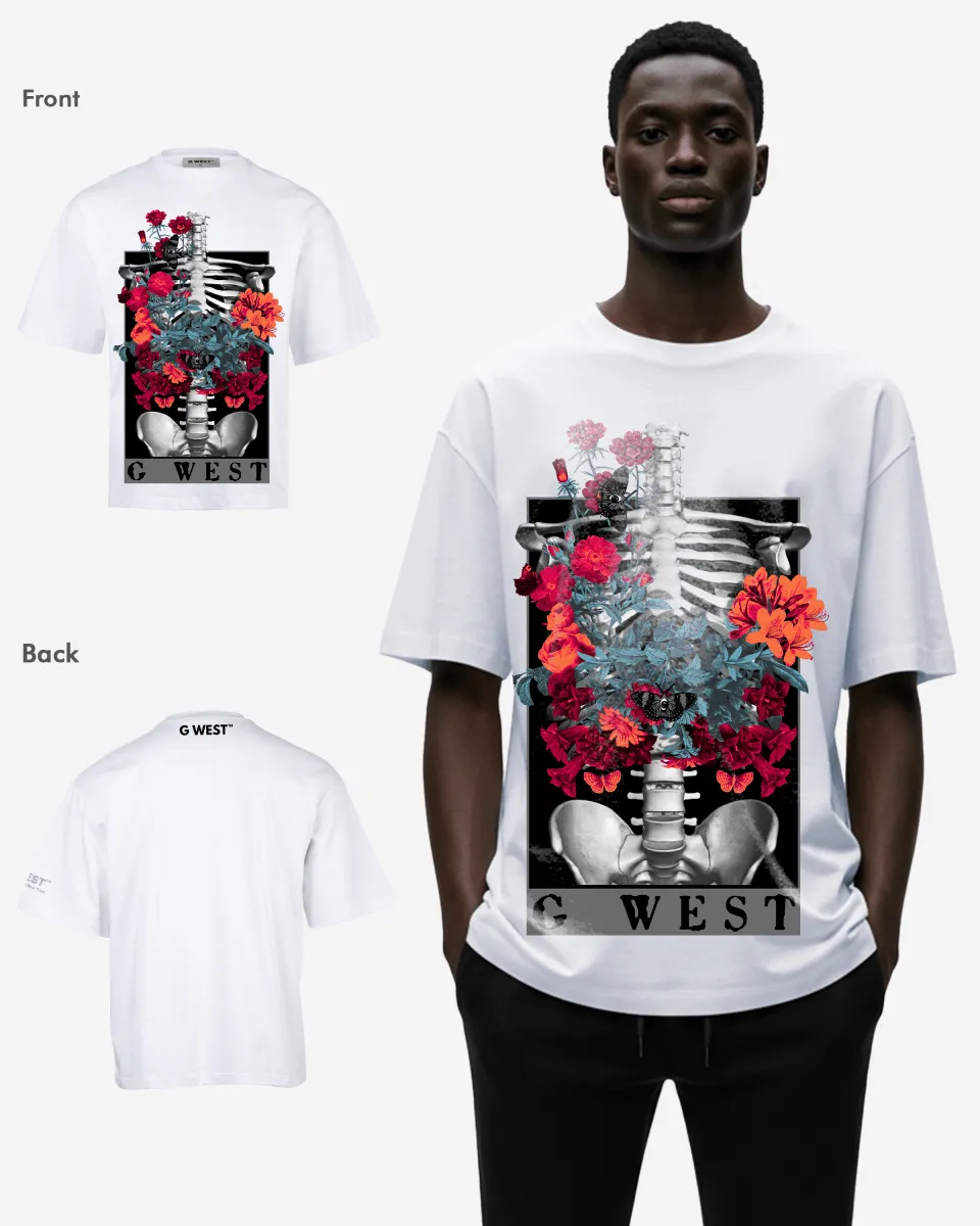 G WEST skeleton in bloom OVERSIZED TEE GWROJMT65