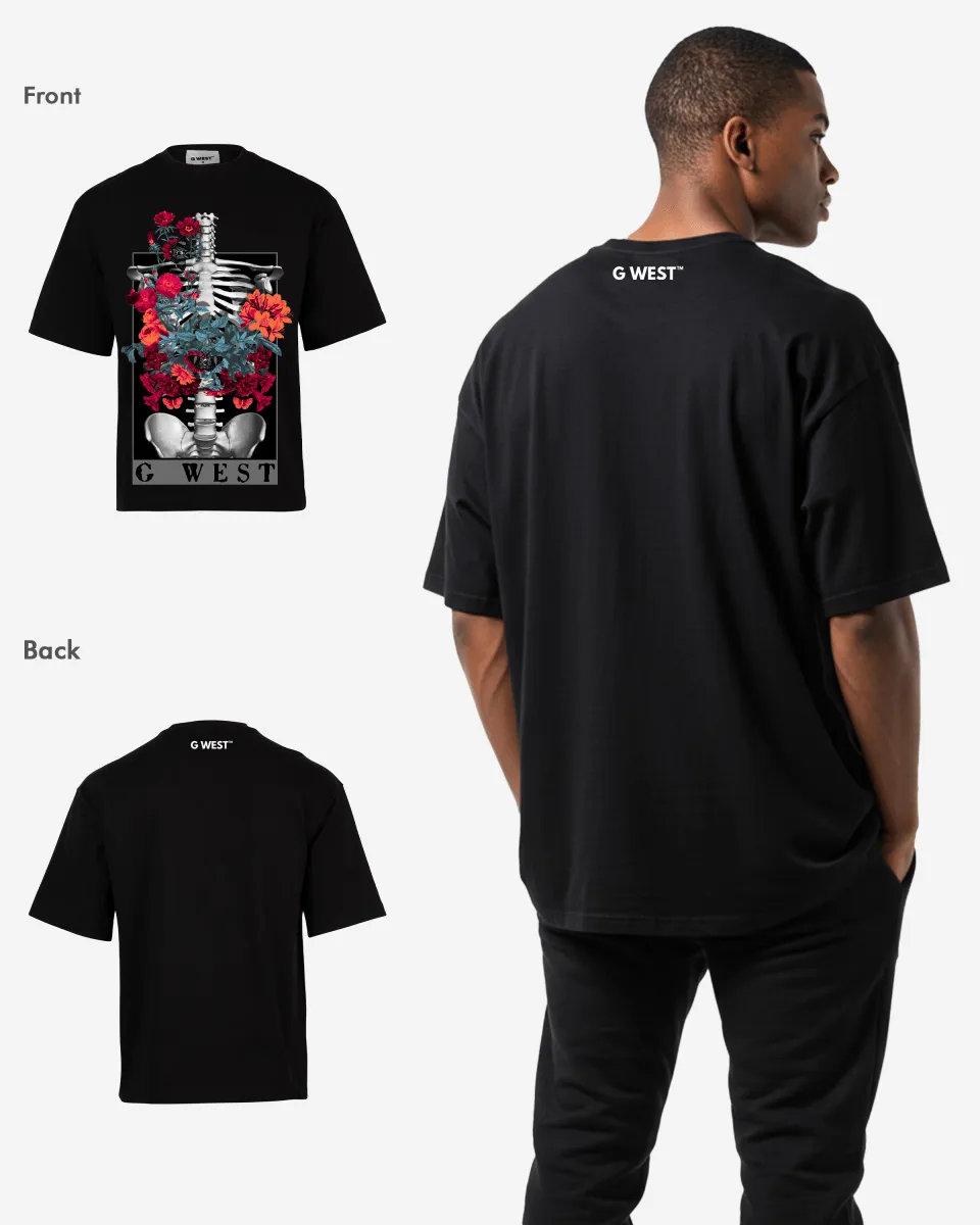 G WEST skeleton in bloom OVERSIZED TEE GWROJMT65