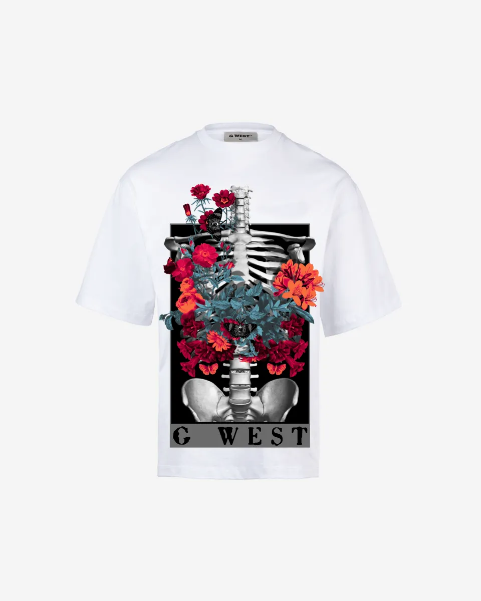 G WEST skeleton in bloom OVERSIZED TEE GWROJMT65