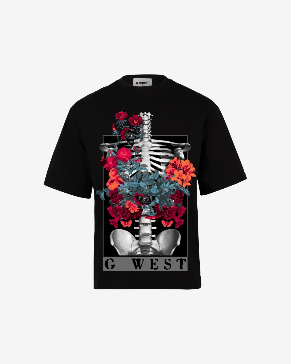 G WEST skeleton in bloom OVERSIZED TEE GWROJMT65