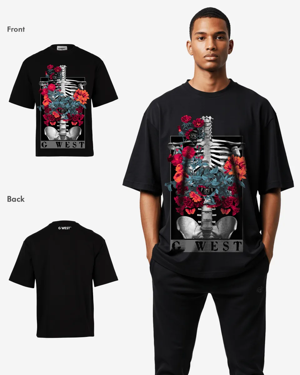 G WEST skeleton in bloom OVERSIZED TEE GWROJMT65