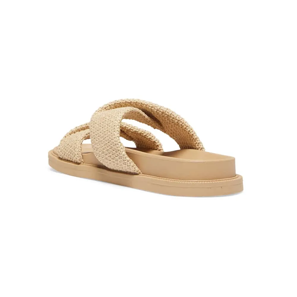 Gigi Slide in Tan Raffia