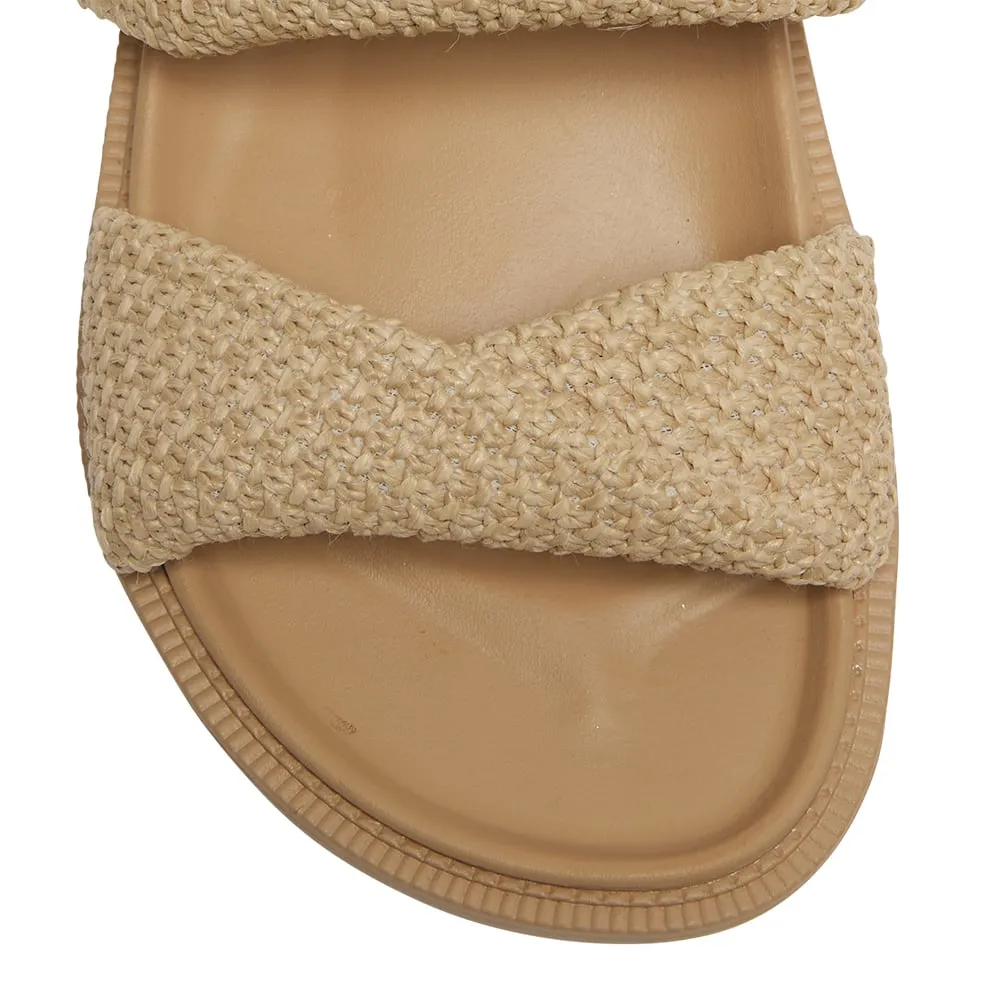 Gigi Slide in Tan Raffia