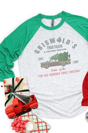 Griswolds Tree Farm Tri-Blend Unisex 3/4 Raglan