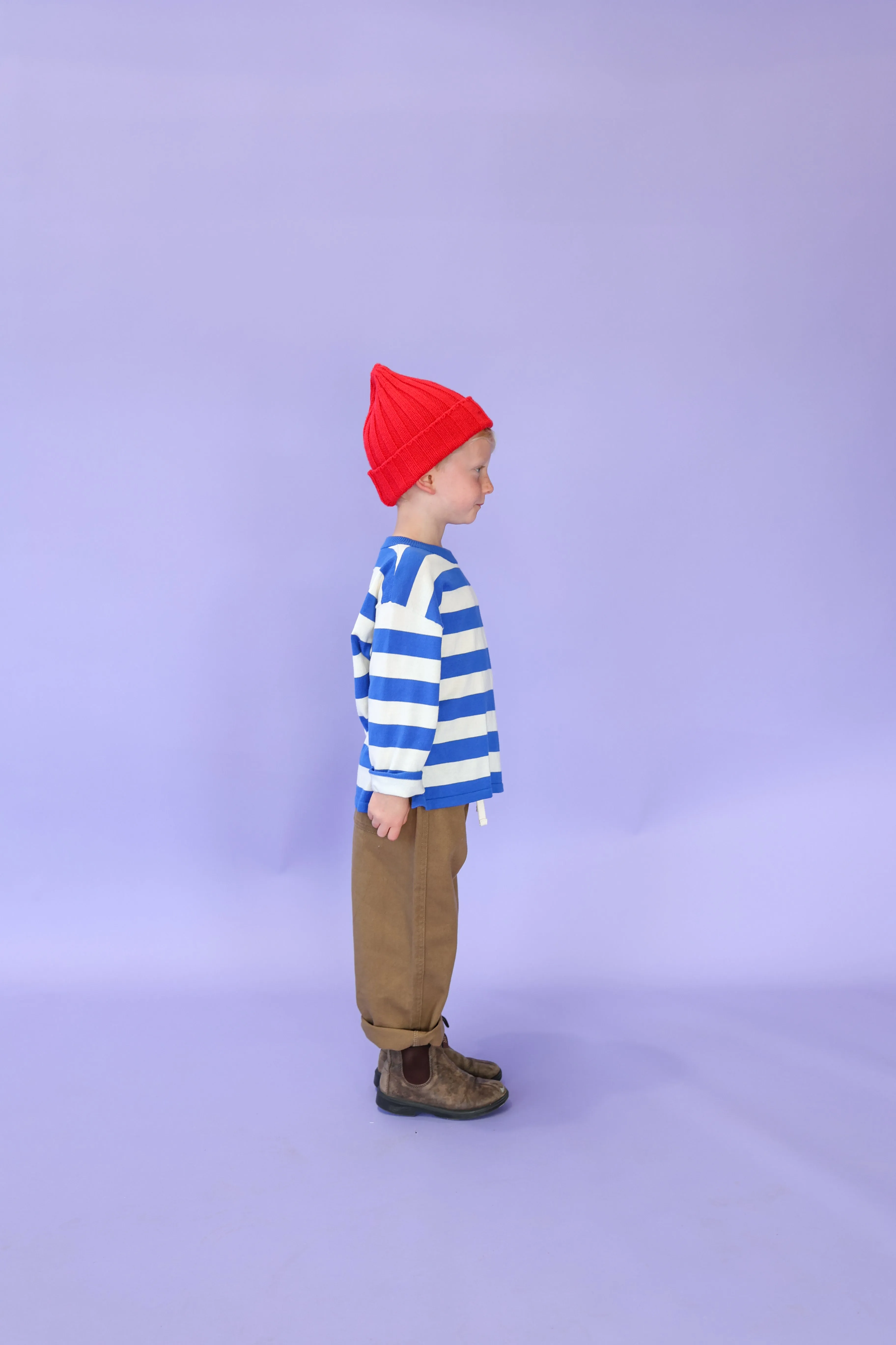 Grown Stripe Long Sleeve Knitted Tee - Sea