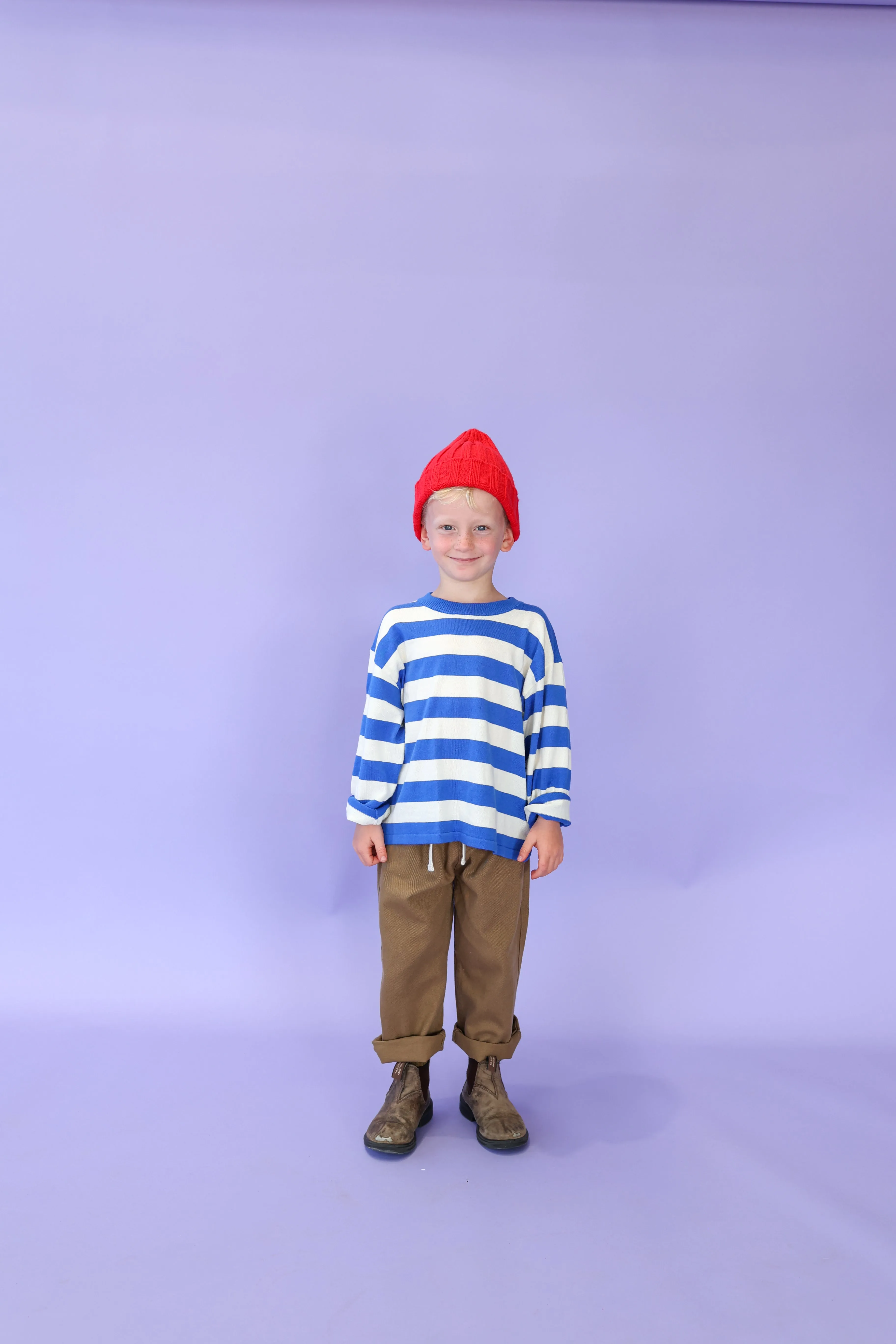 Grown Stripe Long Sleeve Knitted Tee - Sea