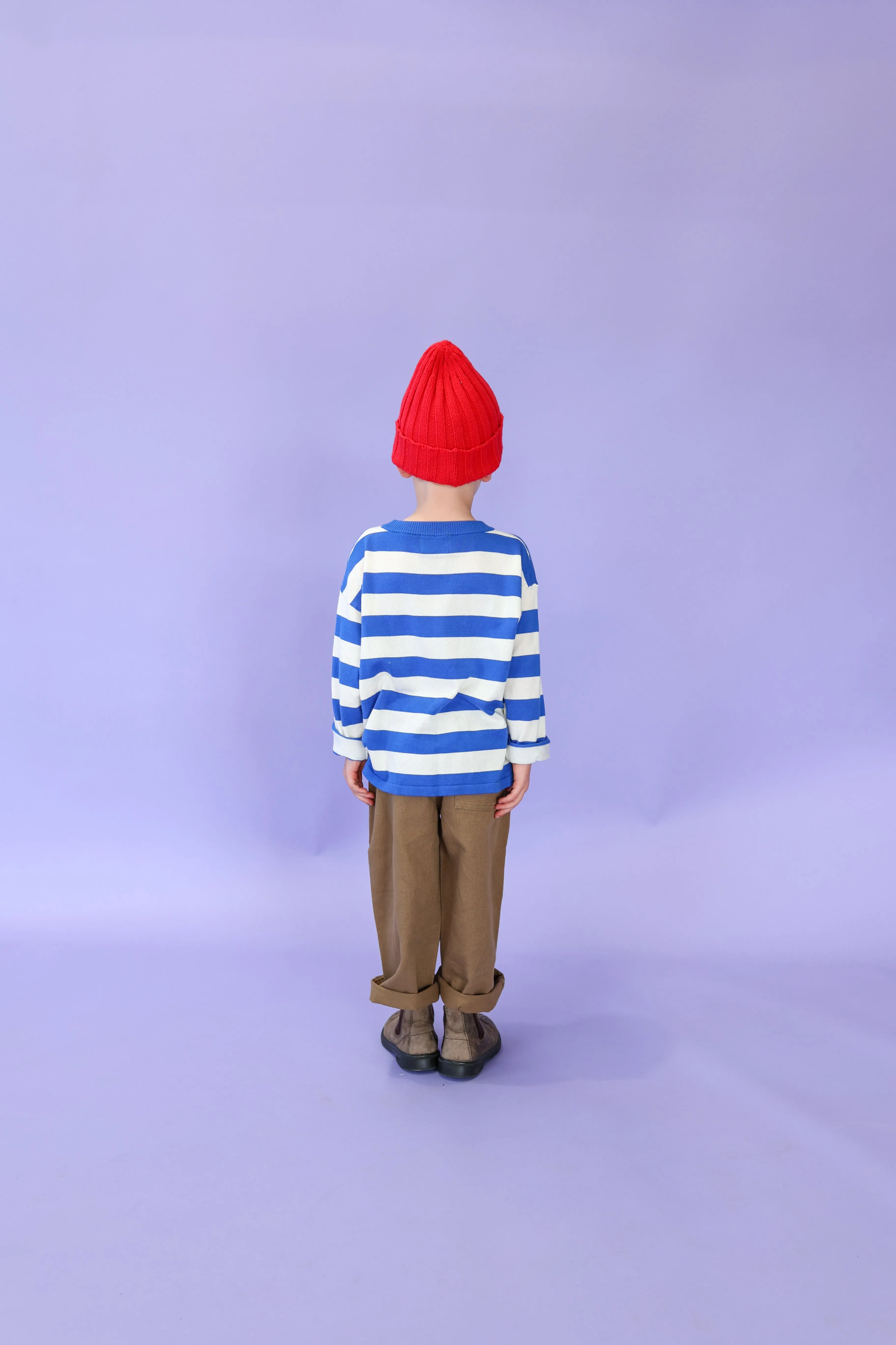 Grown Stripe Long Sleeve Knitted Tee - Sea