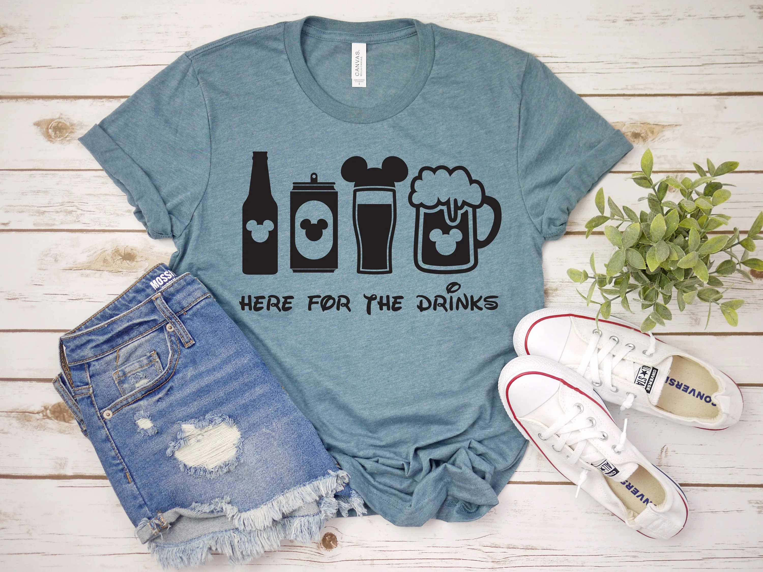 Here for the Drinks Adult Unisex T Shirt- Disney Trip Matching Shirts - Family Vacation Shirts - Mickey Bar