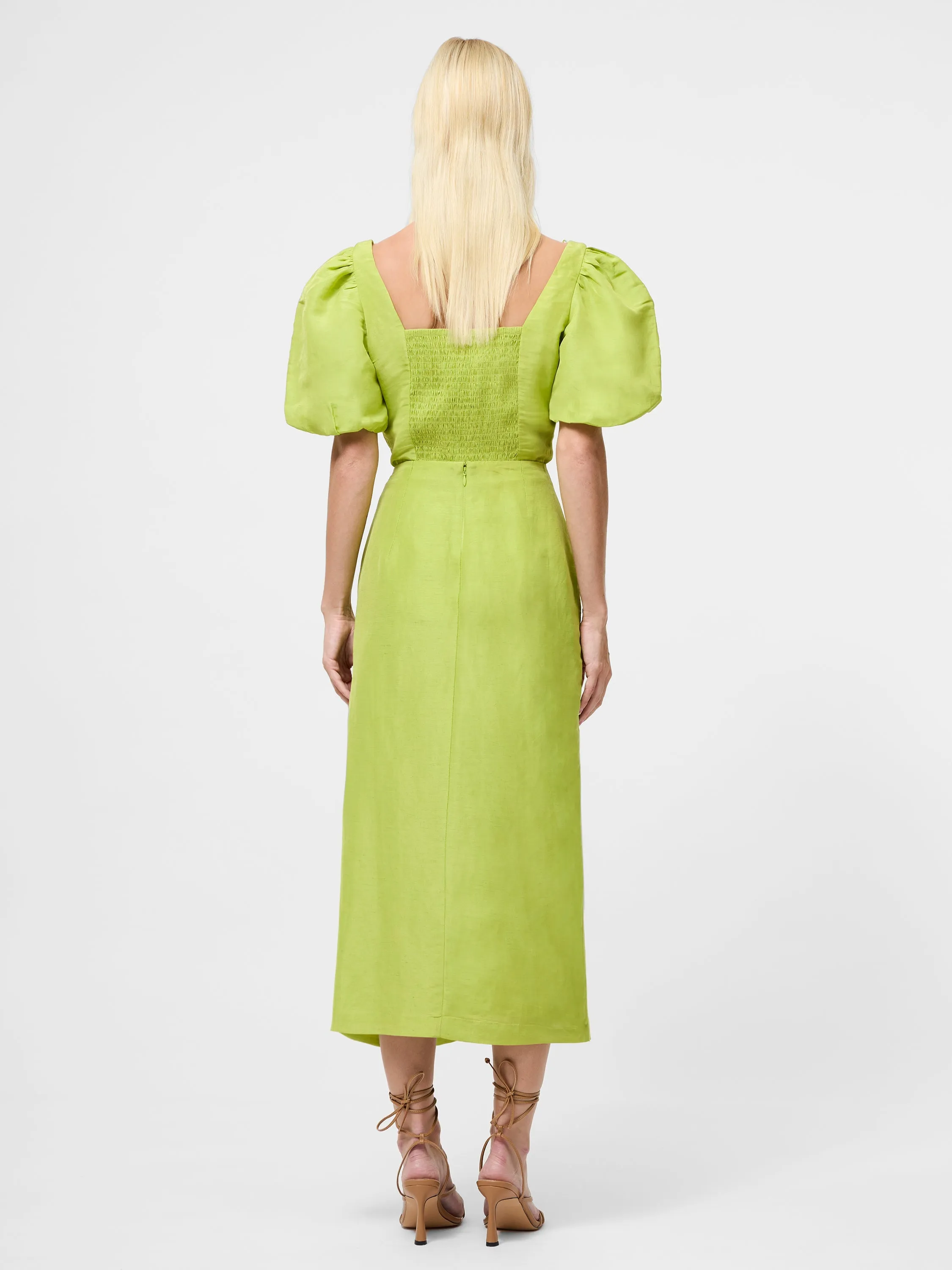 Islay Linen Ruffle Midi Skirt