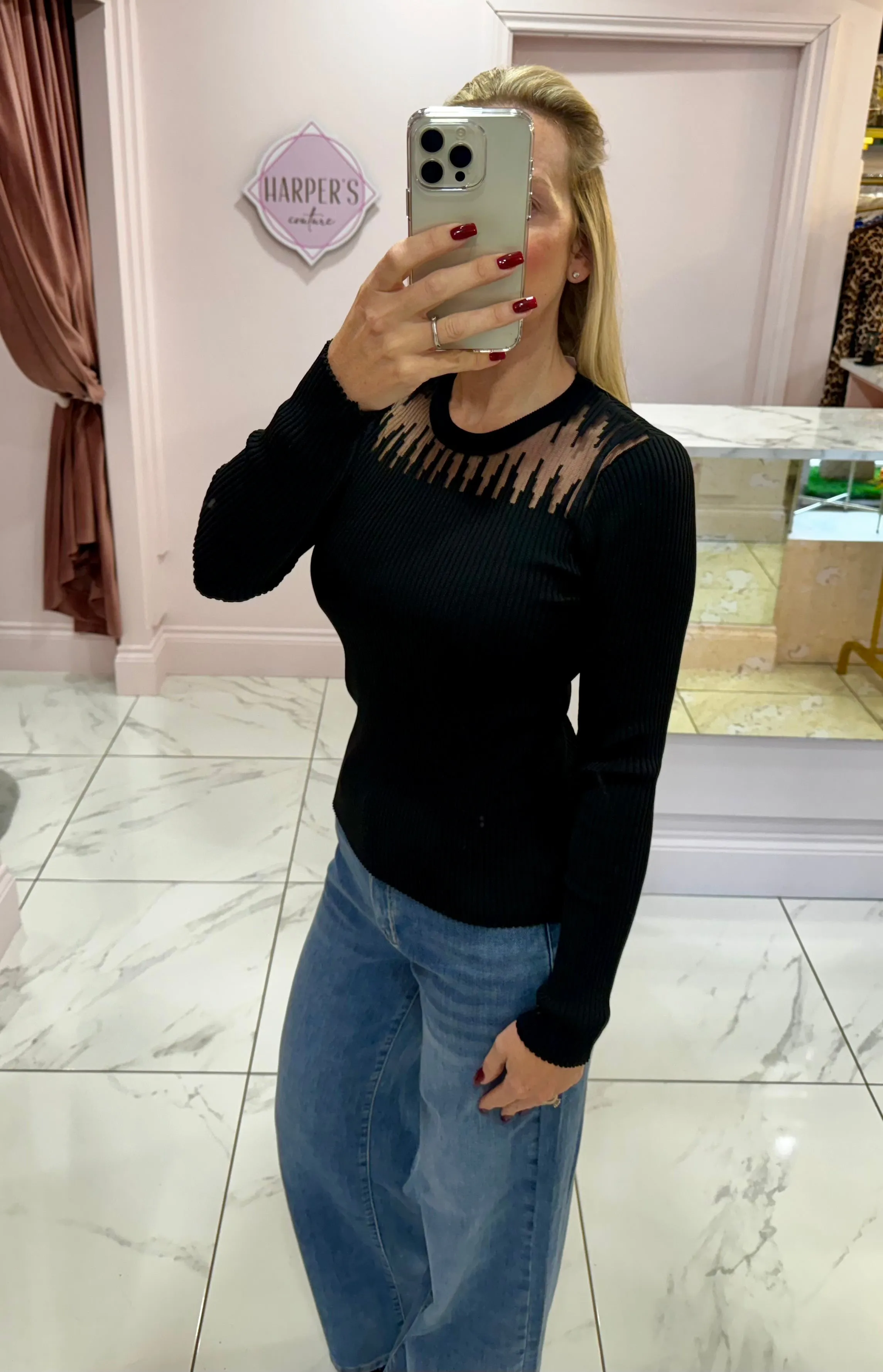 Jackie Super Soft Black & Sheer lightweight knit