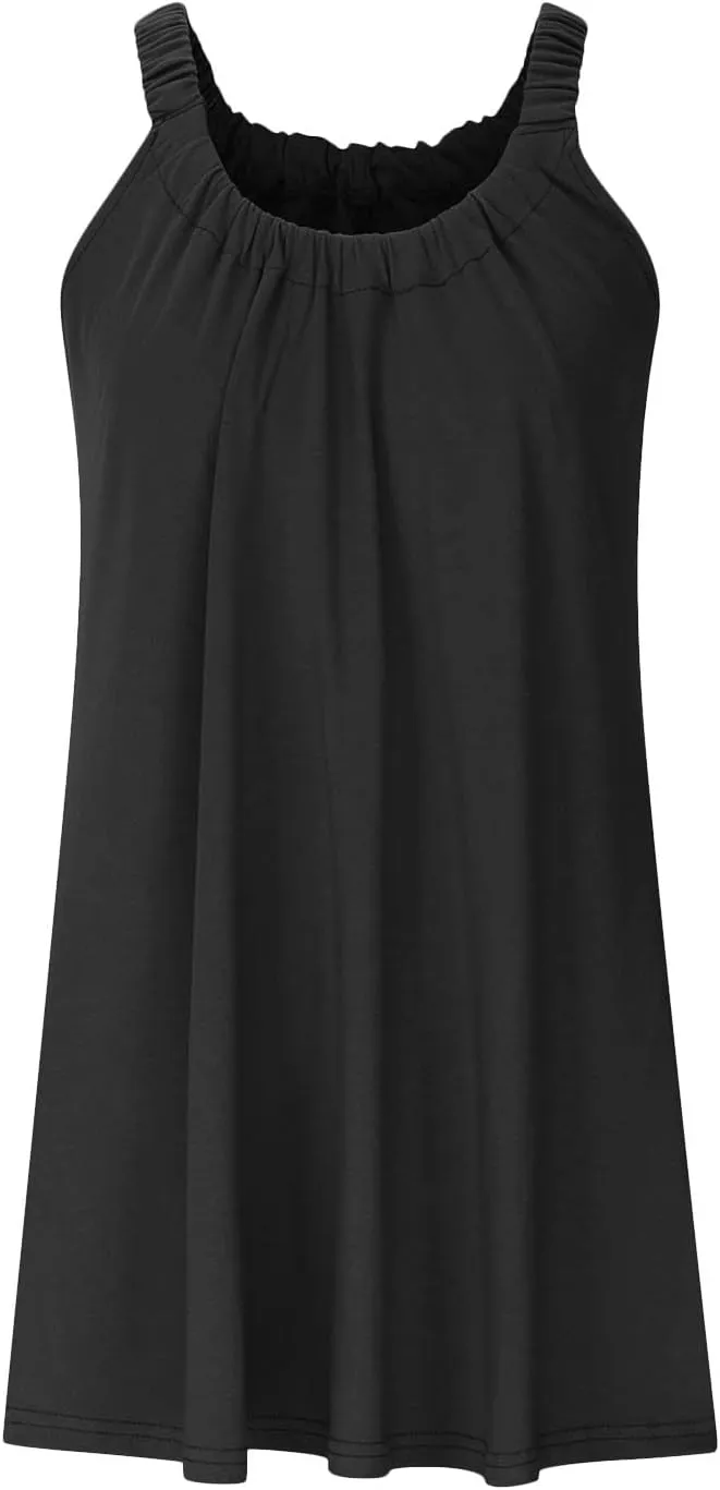 jsaierl Sun Dress for Women Summer Casual Beach Short Dress Sleeveless Tank Dress Casual Cami Dress Flowy A Line Mini Dress