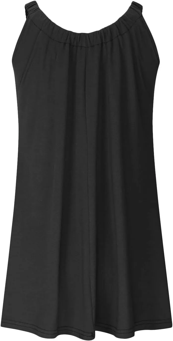 jsaierl Sun Dress for Women Summer Casual Beach Short Dress Sleeveless Tank Dress Casual Cami Dress Flowy A Line Mini Dress