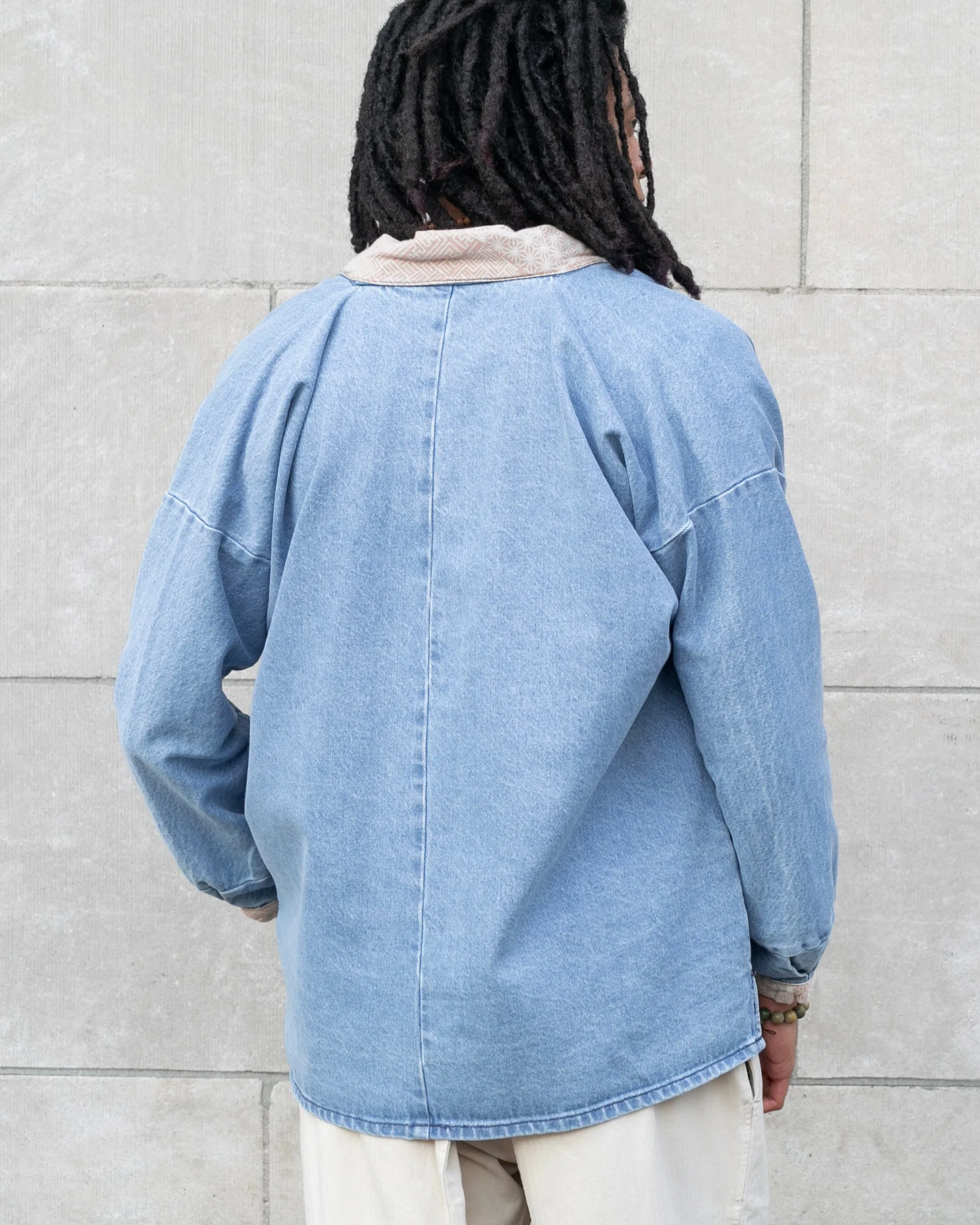 Kiriko Original Jacket, Modern Noragi, 11.4 oz. Denim, Bleached, Small Multi