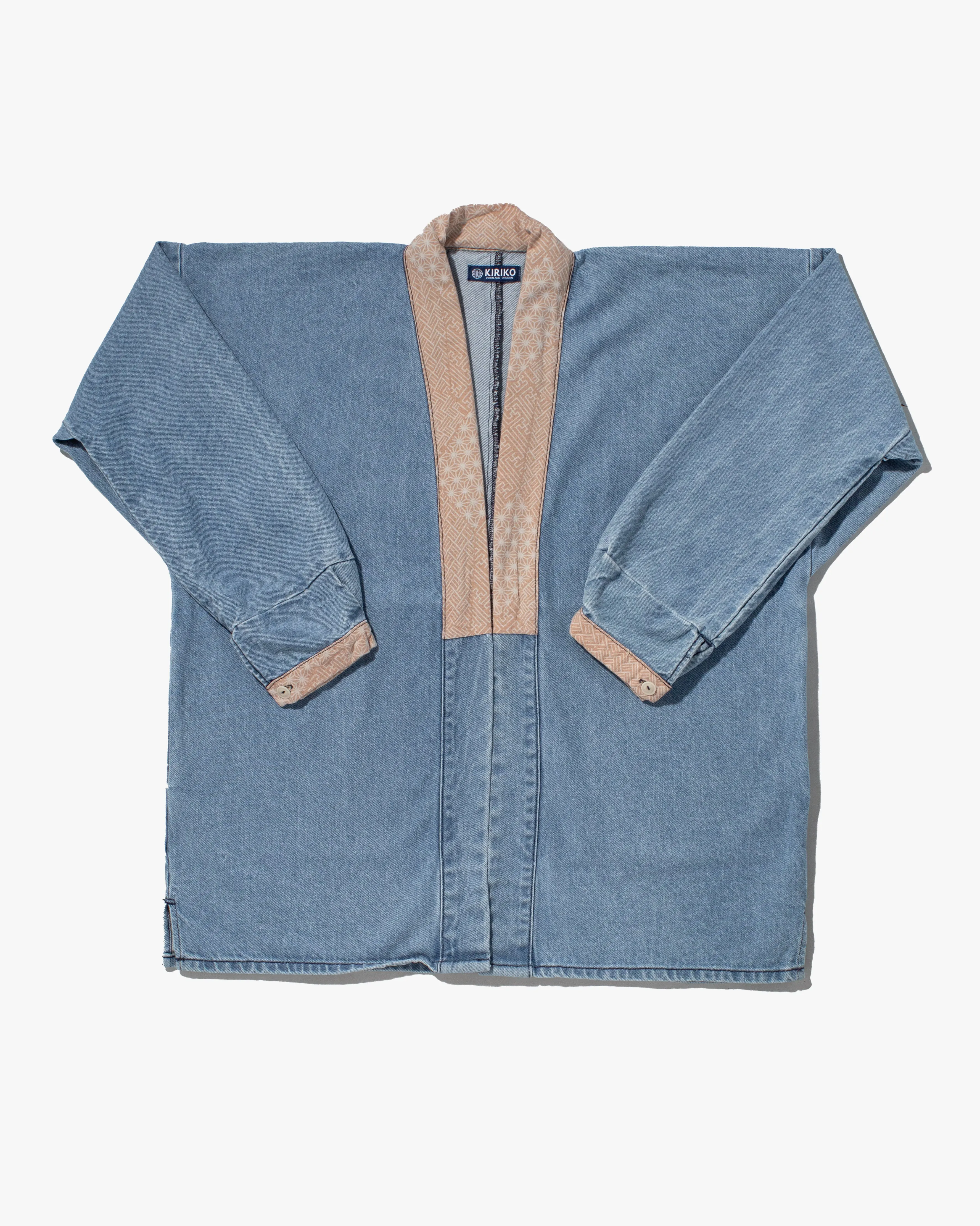Kiriko Original Jacket, Modern Noragi, 11.4 oz. Denim, Bleached, Small Multi