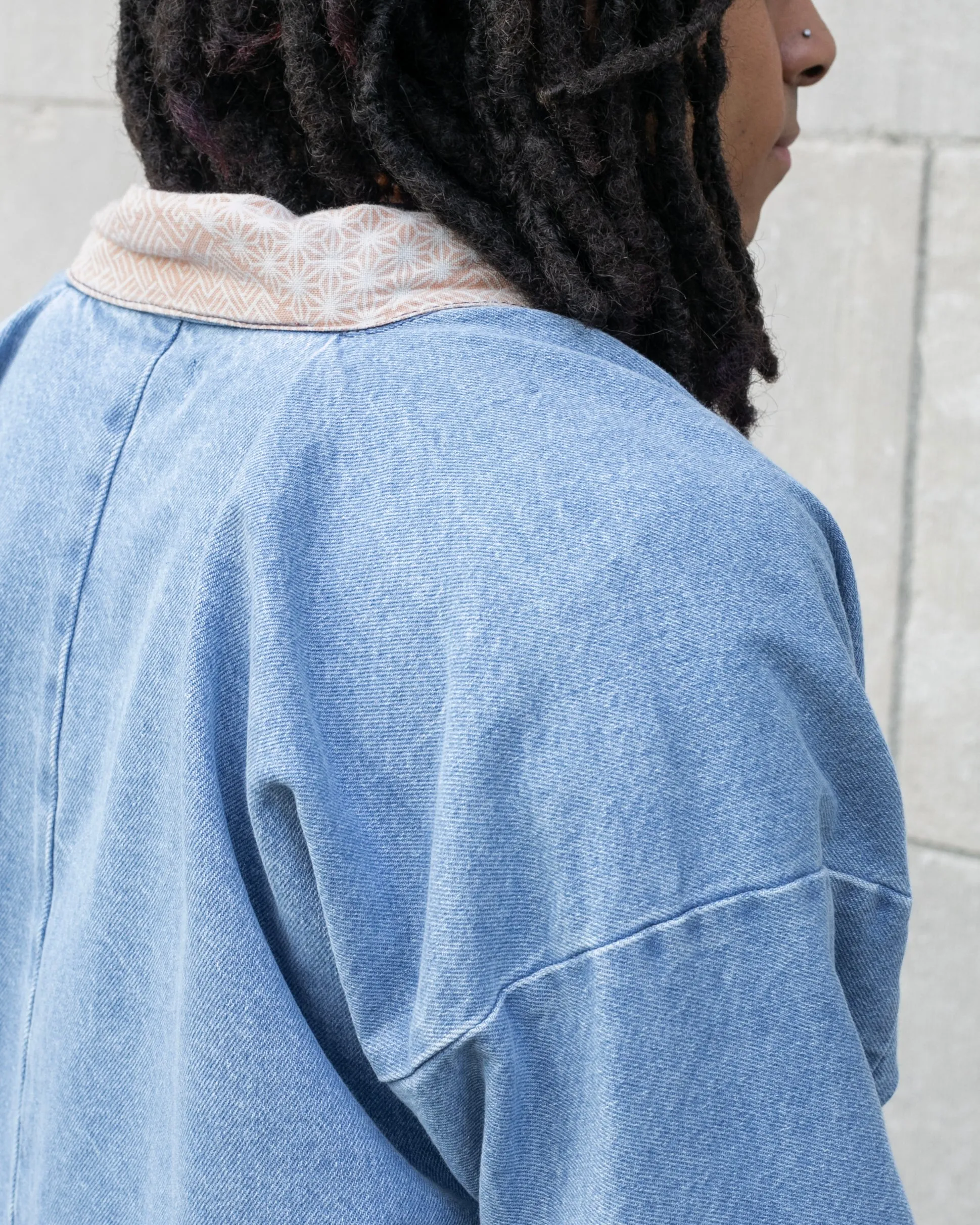 Kiriko Original Jacket, Modern Noragi, 11.4 oz. Denim, Bleached, Small Multi