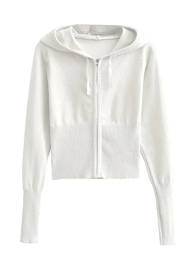 Knit Zipper Hooded Top And Pants Set