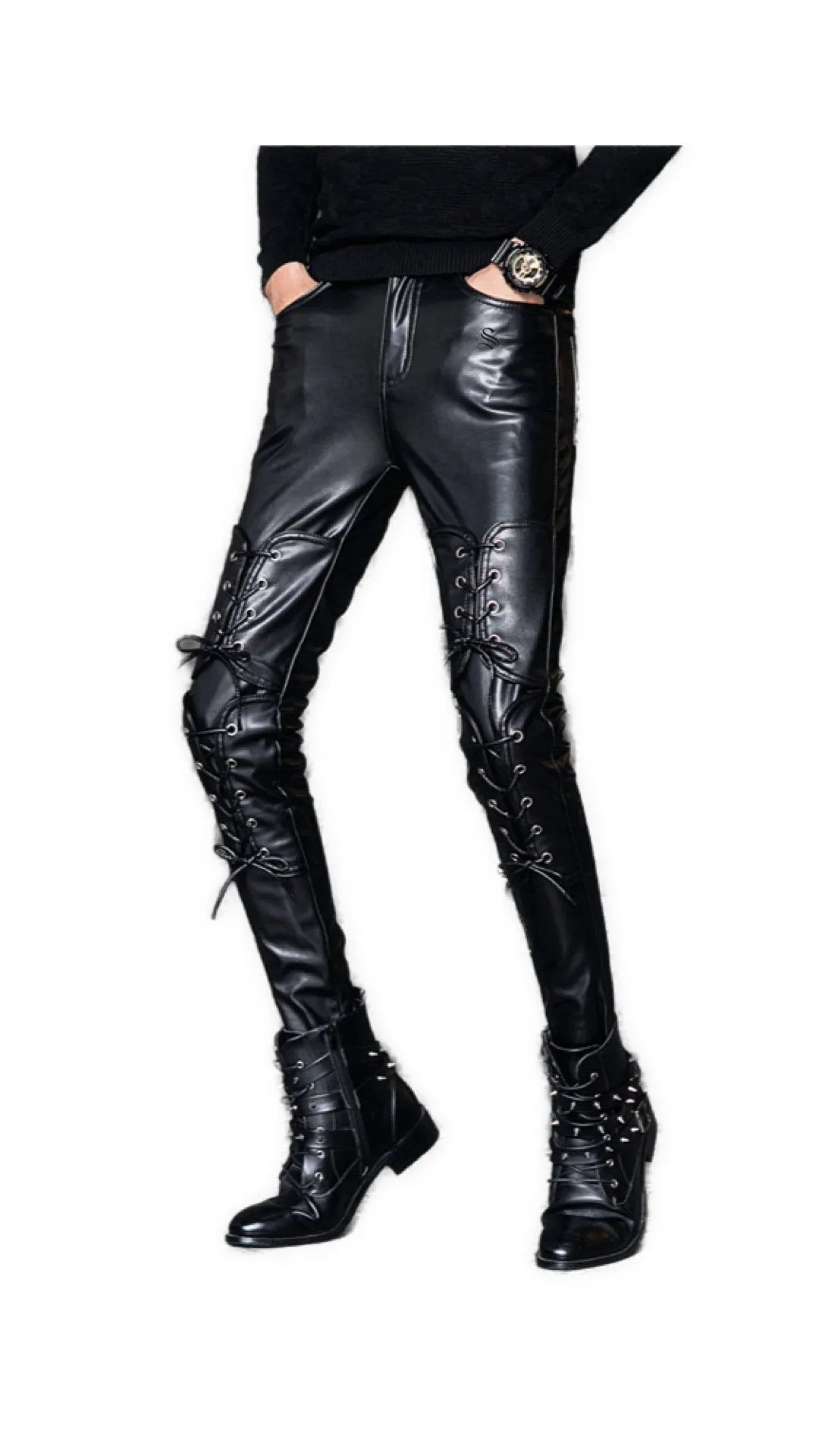 Kofolo - Black Pu-Leather Pant’s for Men