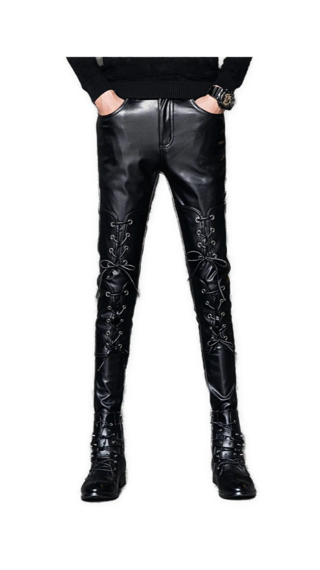 Kofolo - Black Pu-Leather Pant’s for Men