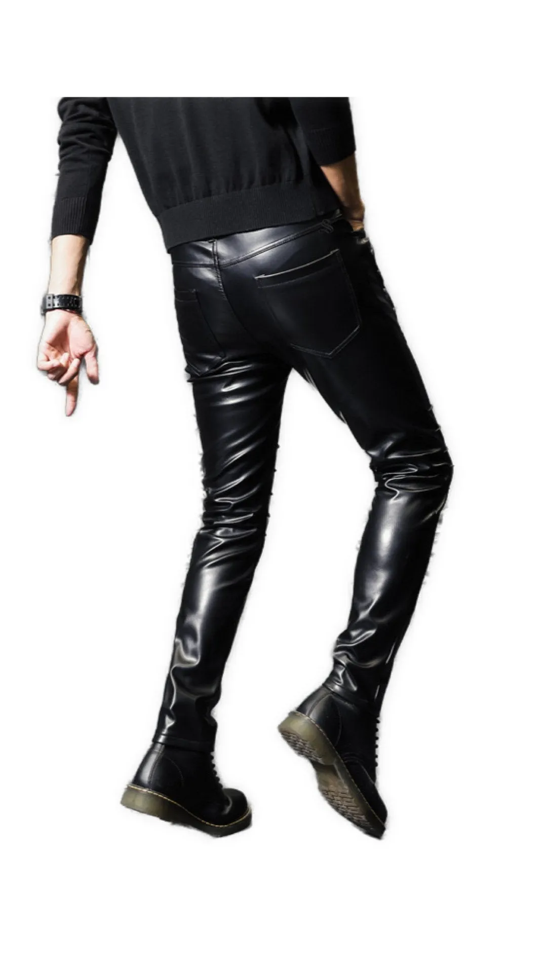 Kofolo - Black Pu-Leather Pant’s for Men