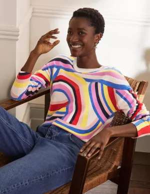 Margot Cashmere Jumper-Abstract Rainbow Stripe