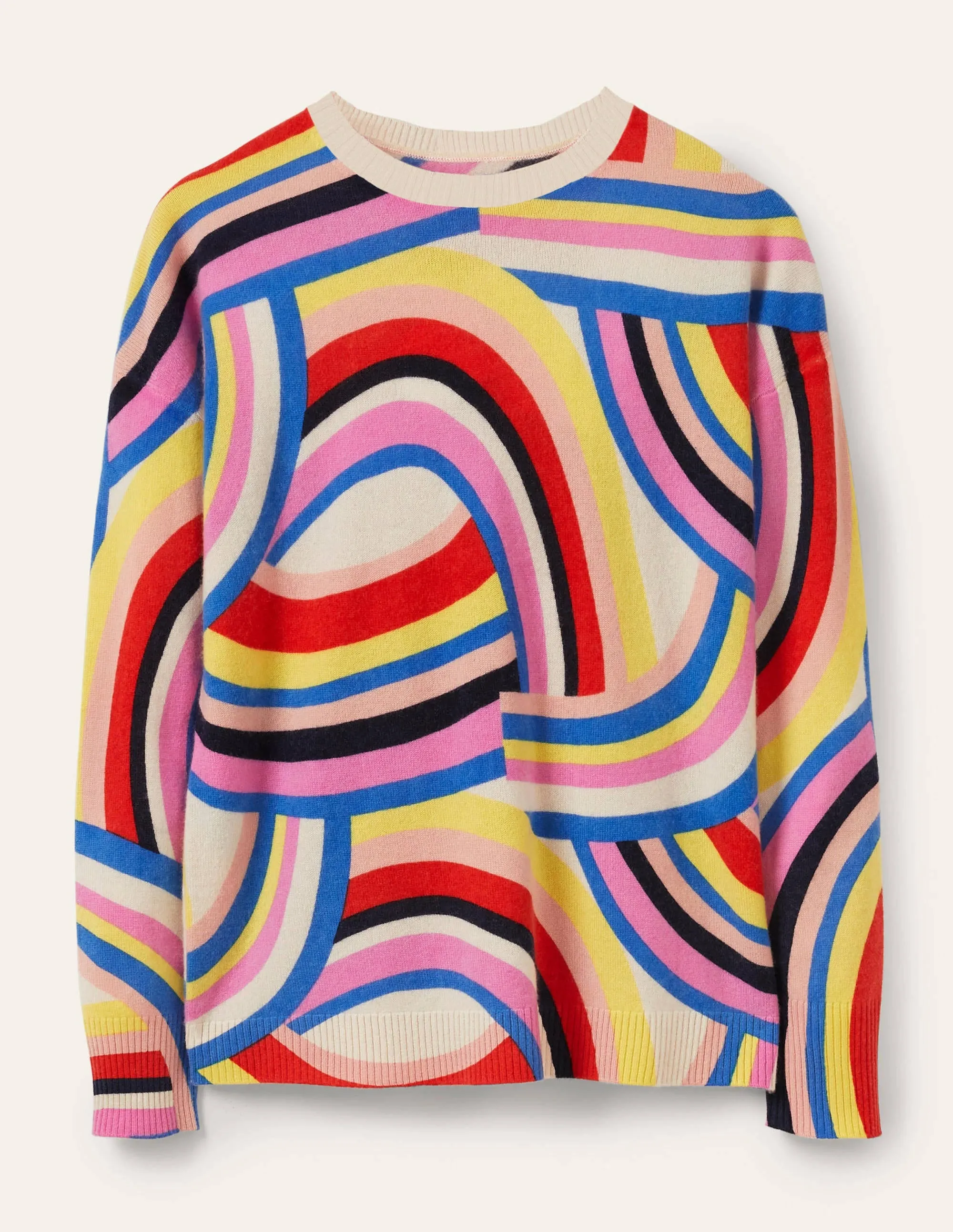 Margot Cashmere Jumper-Abstract Rainbow Stripe