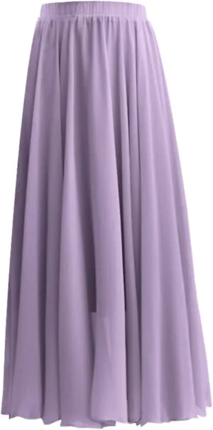 Maxi Skirt Summer Women's Solid Color Chiffon Skirt Women's High Waist Long Skirt Casual Flowy Maxi Skirt