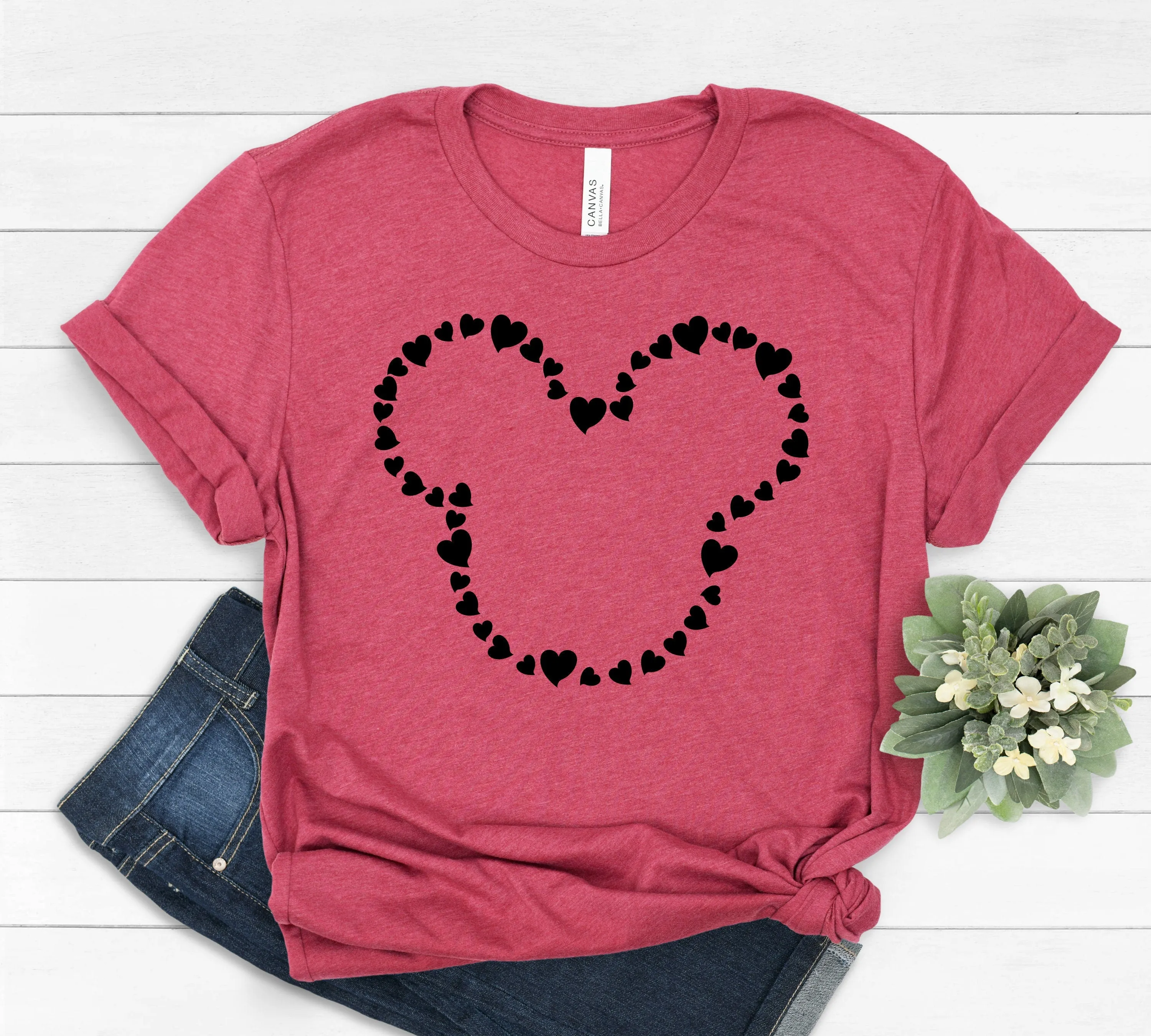 Mickey t shirt with Hearts - Valentines Mickey - Mickey Heart Outline - Disney Valentine's