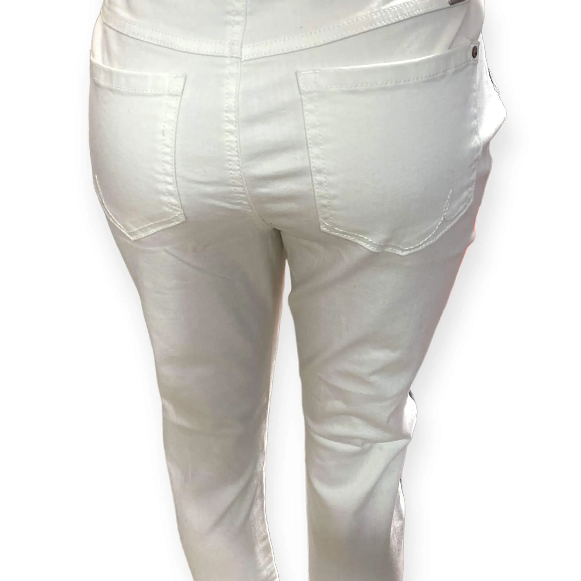 Mid Rise White Black Striped Ankle Jeans