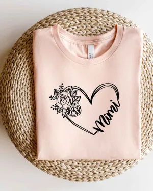 Mimi Heart Outline Short Sleeve Graphic Tee | Blush