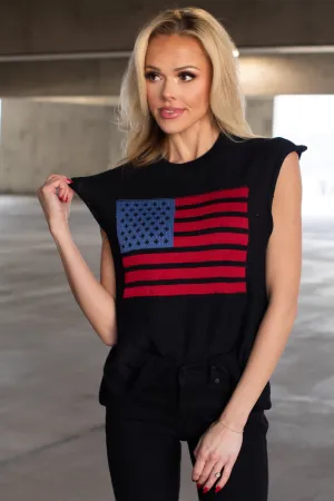 Miss Americana Sleeveless Top - Black