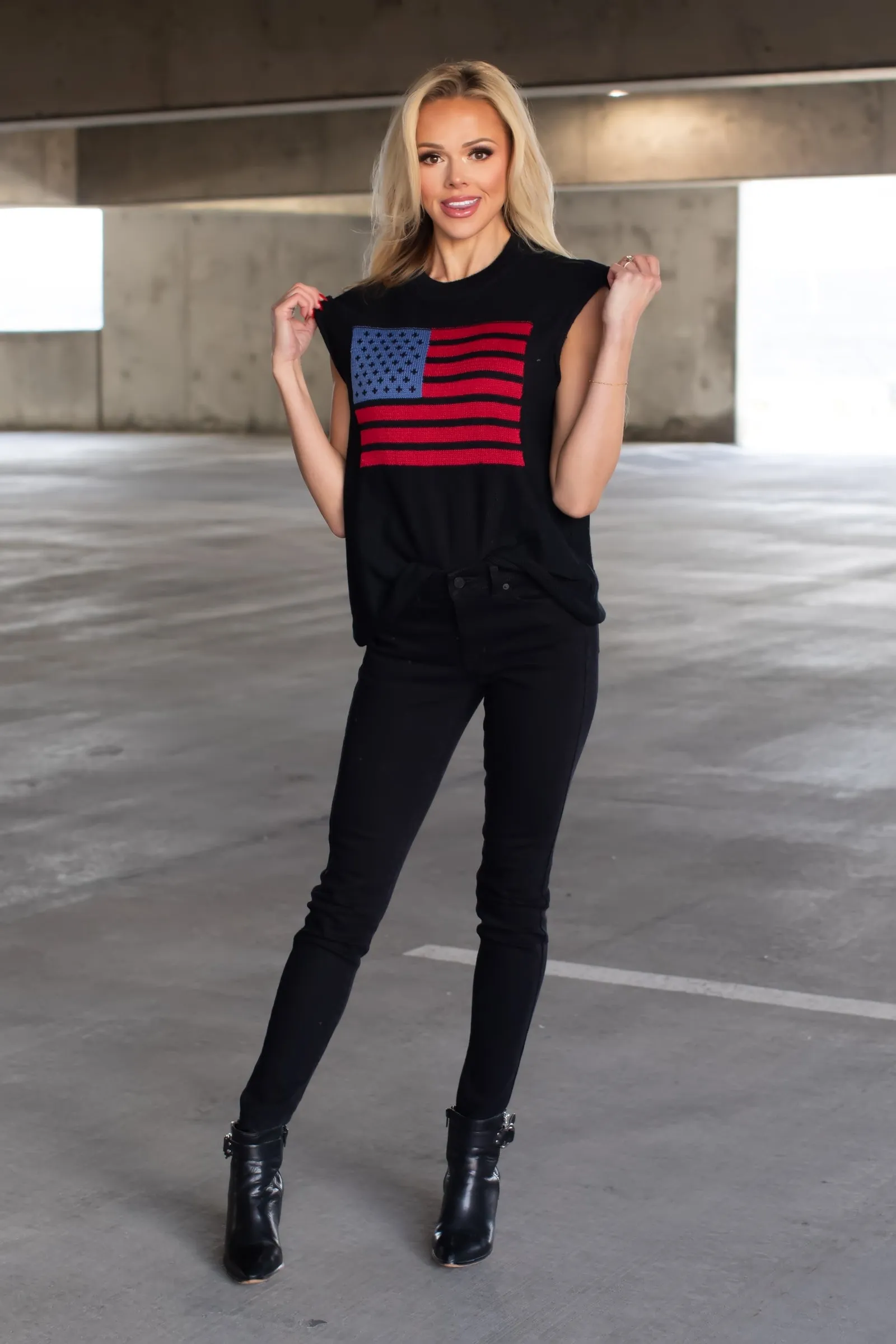 Miss Americana Sleeveless Top - Black