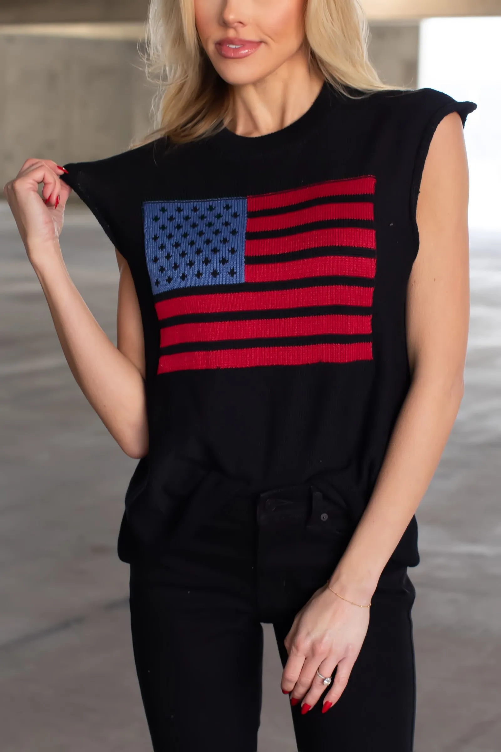 Miss Americana Sleeveless Top - Black