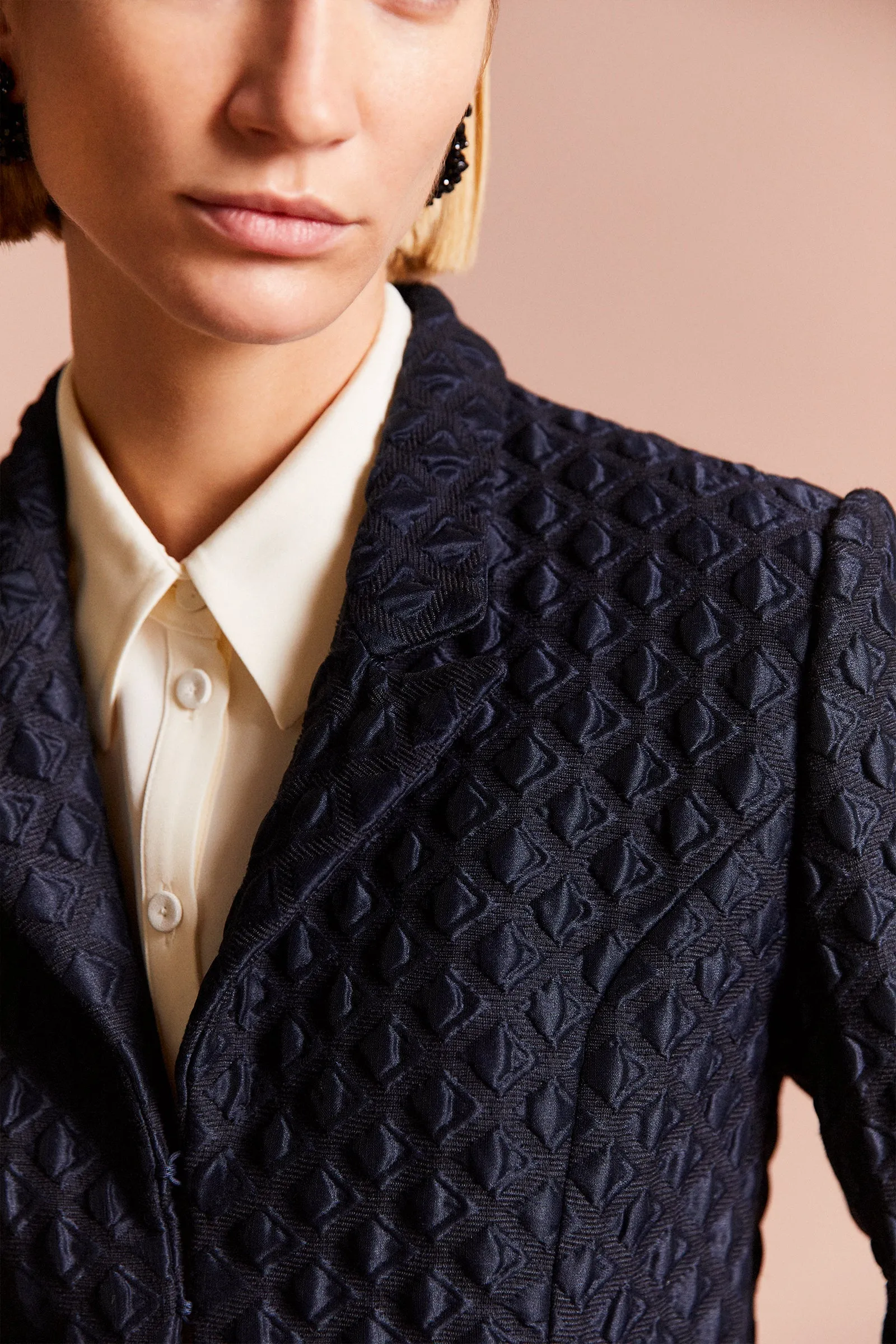 Modern Tux Coat Diamond Cloqué