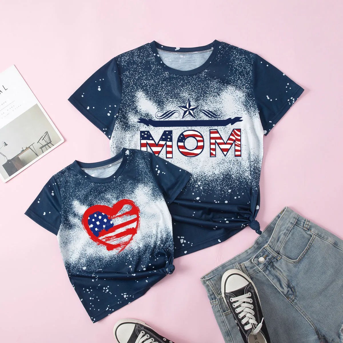 Mommy and Me 4th Of July Independence Day Series Short Sleeve Shirts