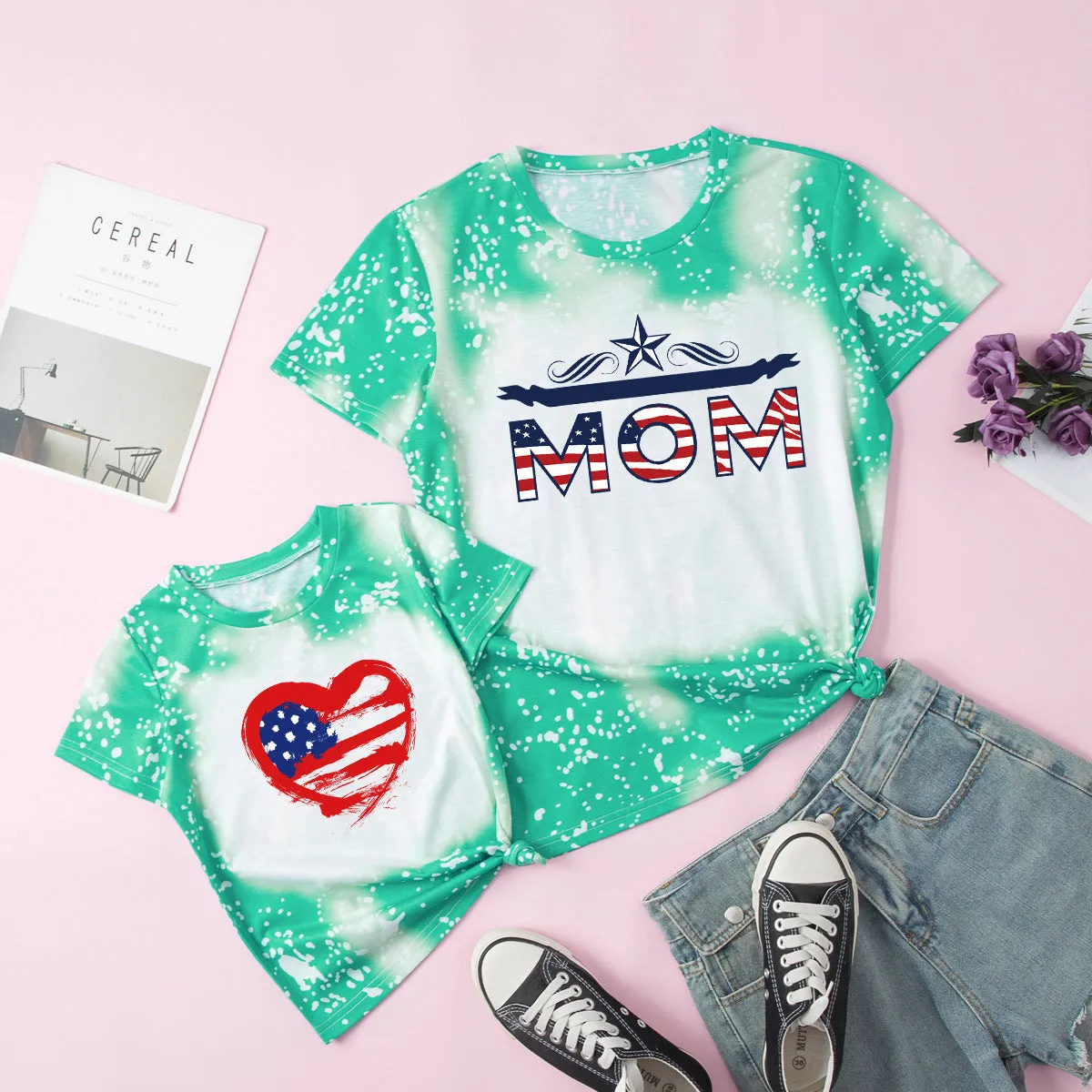 Mommy and Me 4th Of July Independence Day Series Short Sleeve Shirts