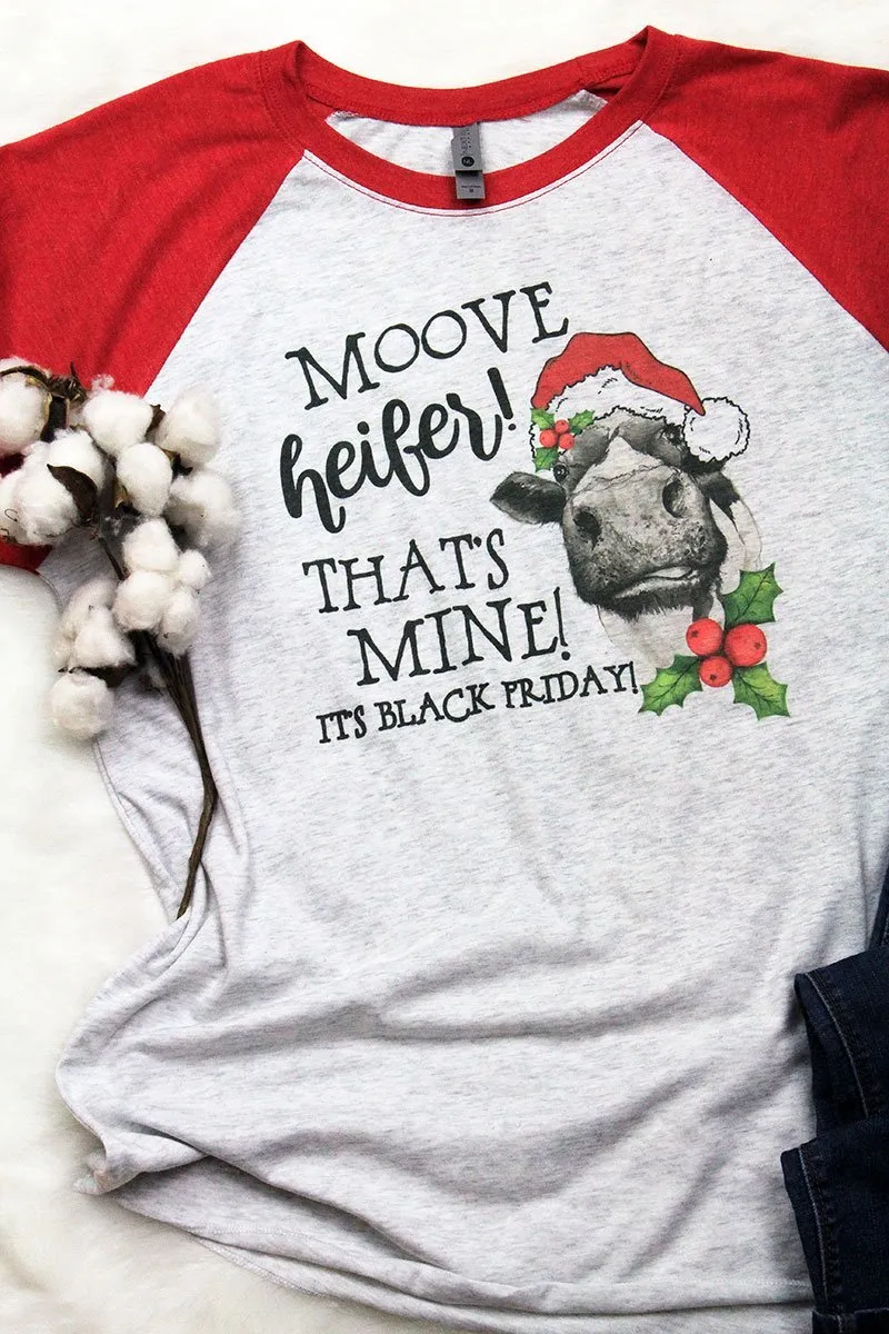 Mooove Heifers Black Friday Tri-Blend Unisex 3/4 Raglan