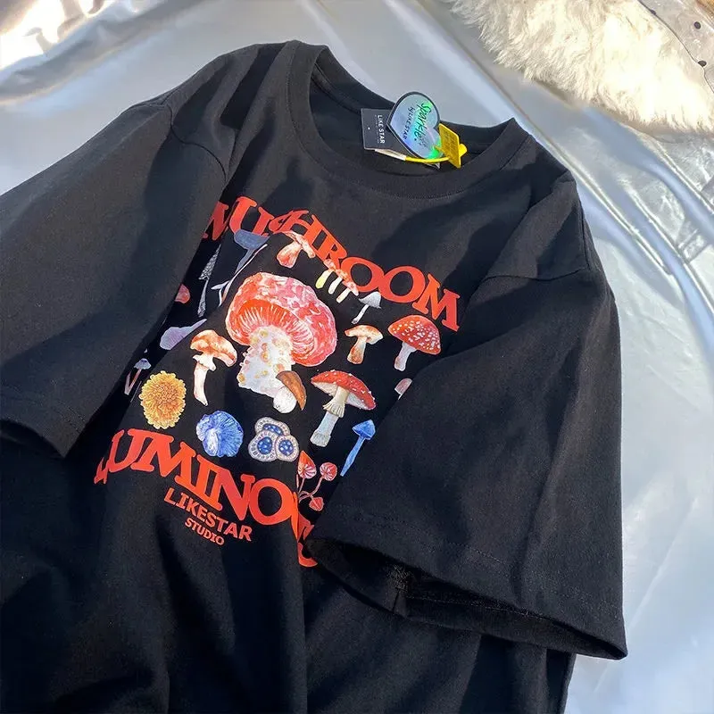 Mushroom Luminous Stylish Printed Tee