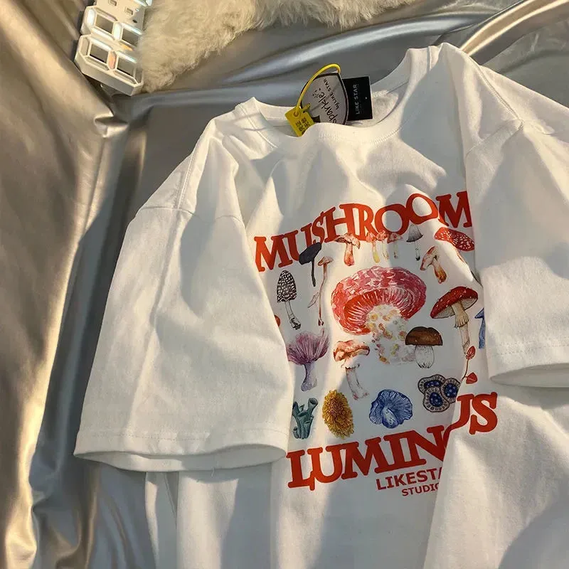 Mushroom Luminous Stylish Printed Tee