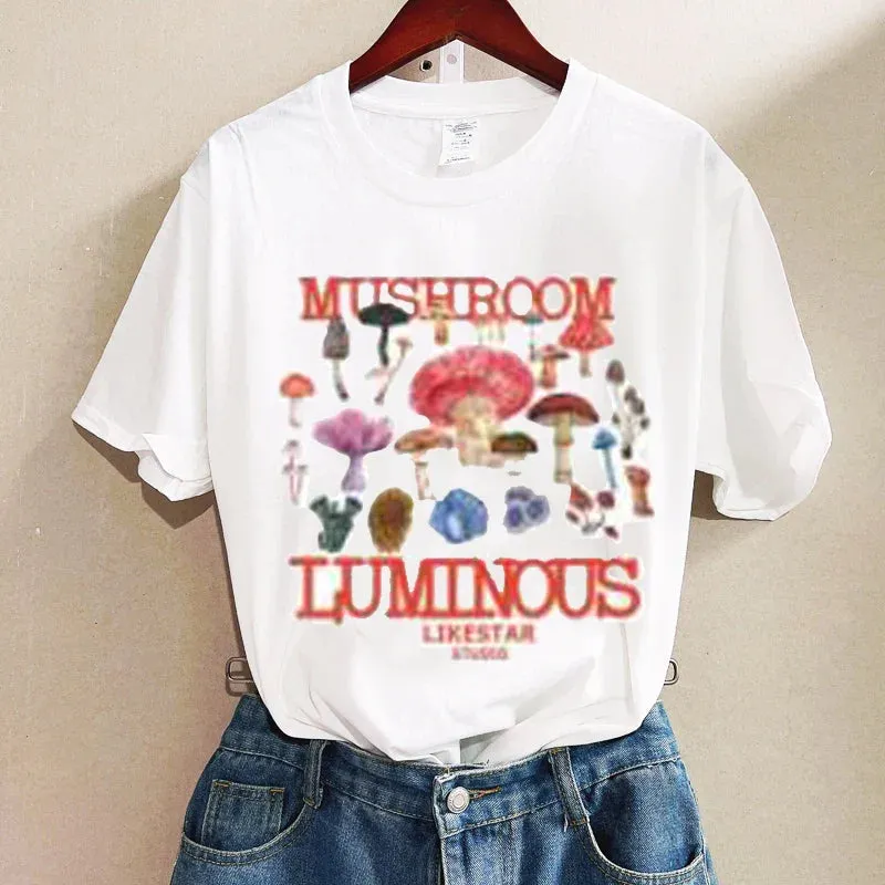 Mushroom Luminous Stylish Printed Tee