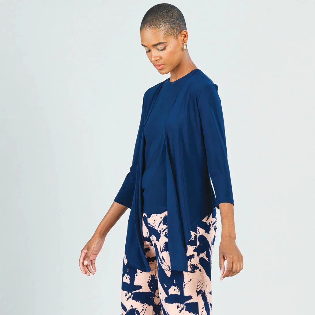 Navy Modern Tie Front Cardigan