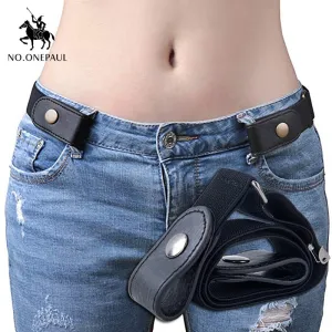NO.ONEPAUL jeans women's punk style buckle-free belt dress ladies slim sports trend comfortable elastic new no buckle belt