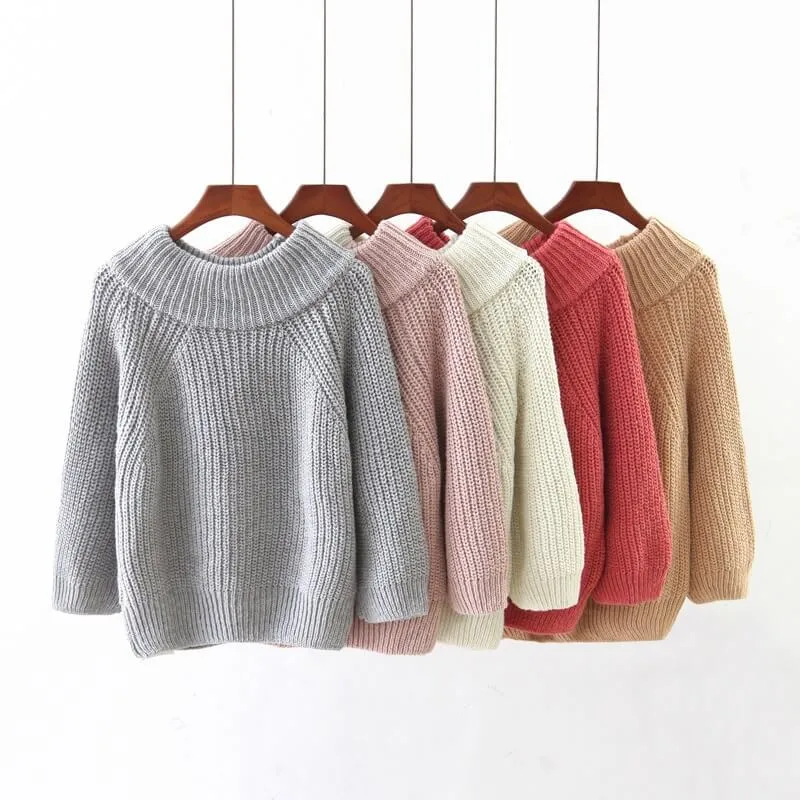 Off Shoulder Pure Color Long Puff Sleeves Sweater