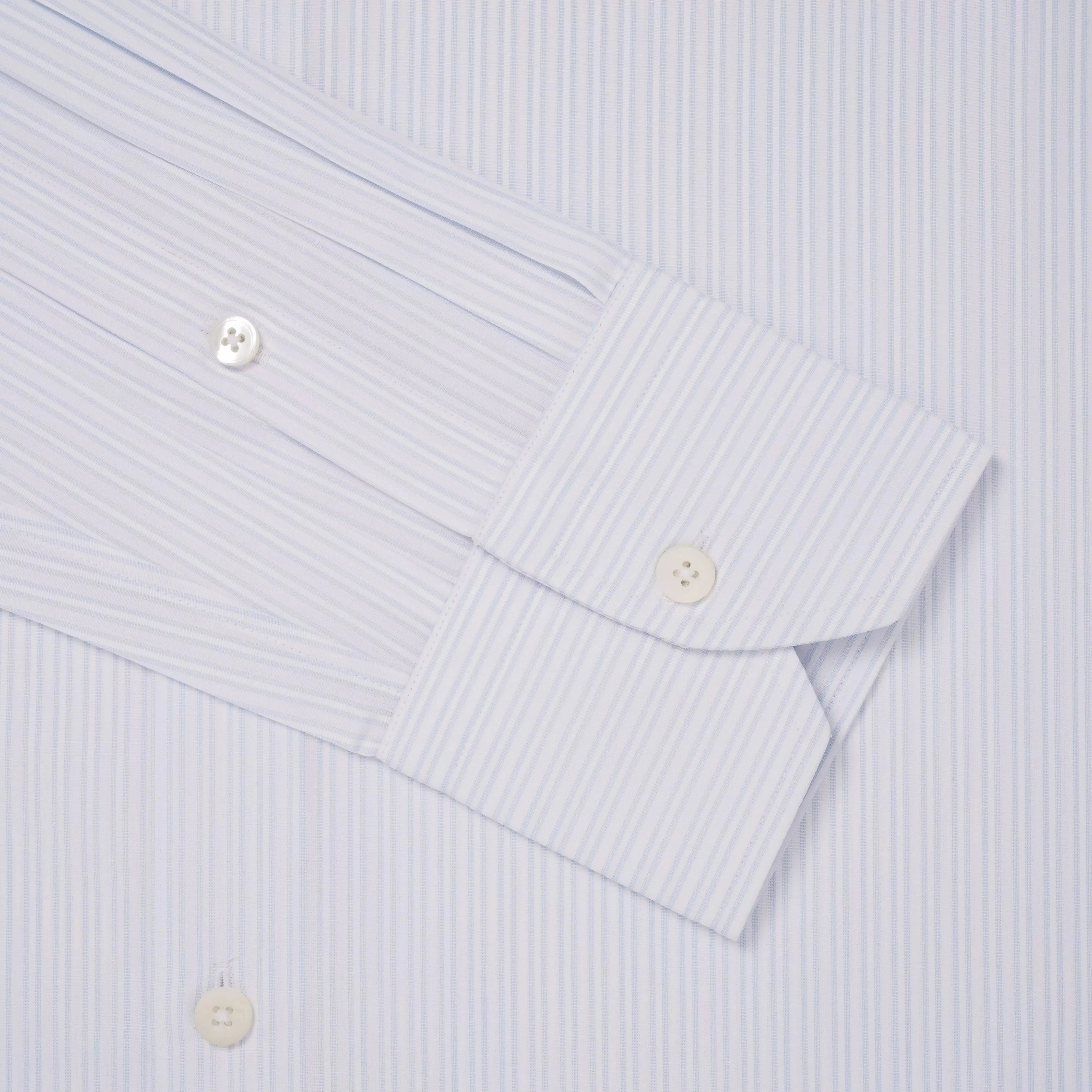 Pale Blue & White Slim Fit Dobby Satin Stripe Dress Shirt