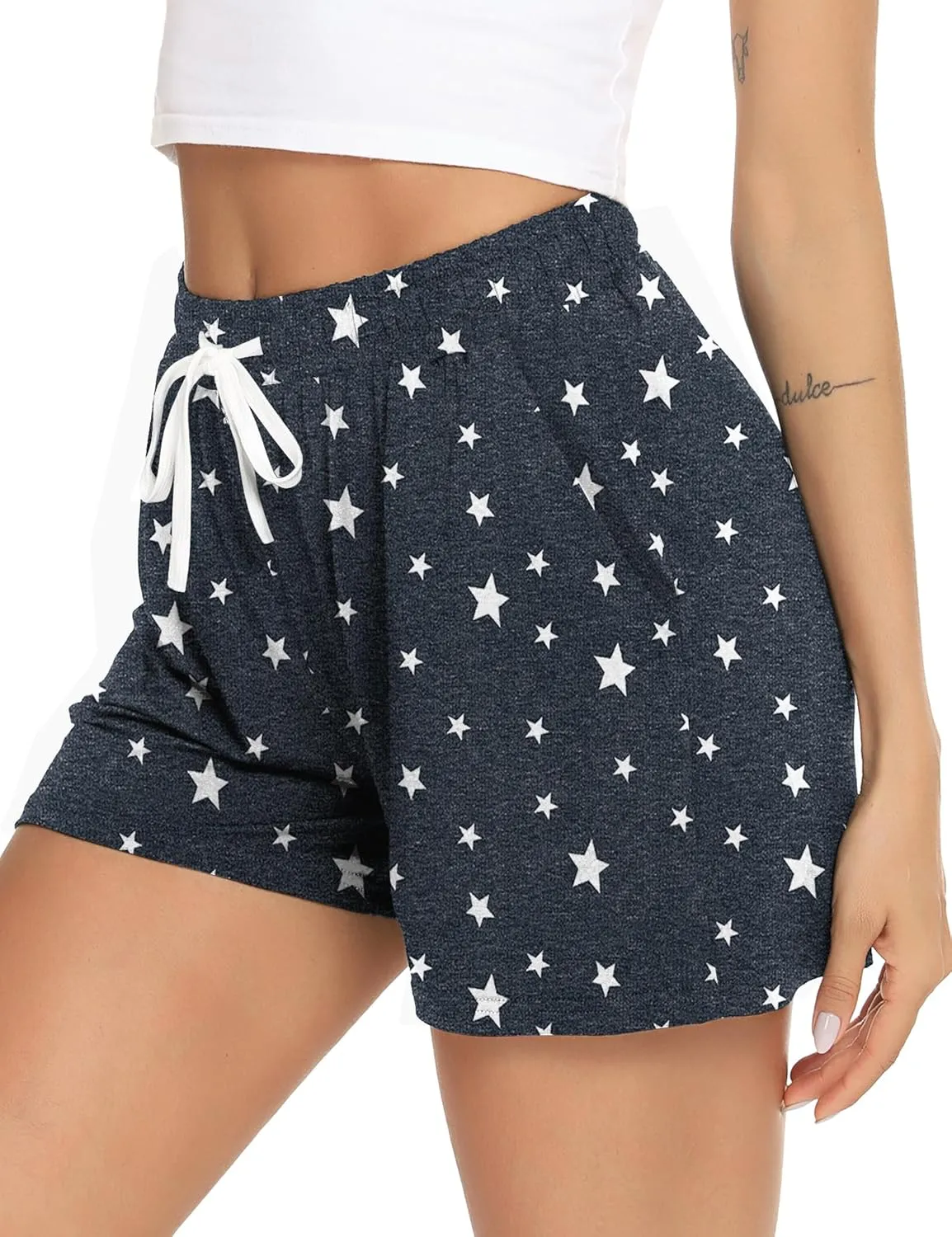 Prosoft&Hawiton Womens Cotton Pajama Shorts Comfy Sleeping Shorts Sleepwear Lounge Pj Bottoms with Drawstring & Pockets