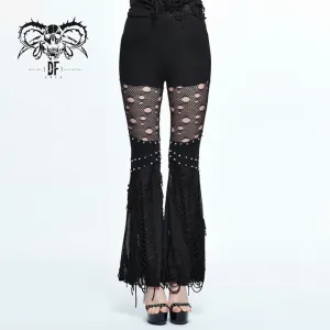 PT053 Designer sexy women punk broken holes slim fit flared pants