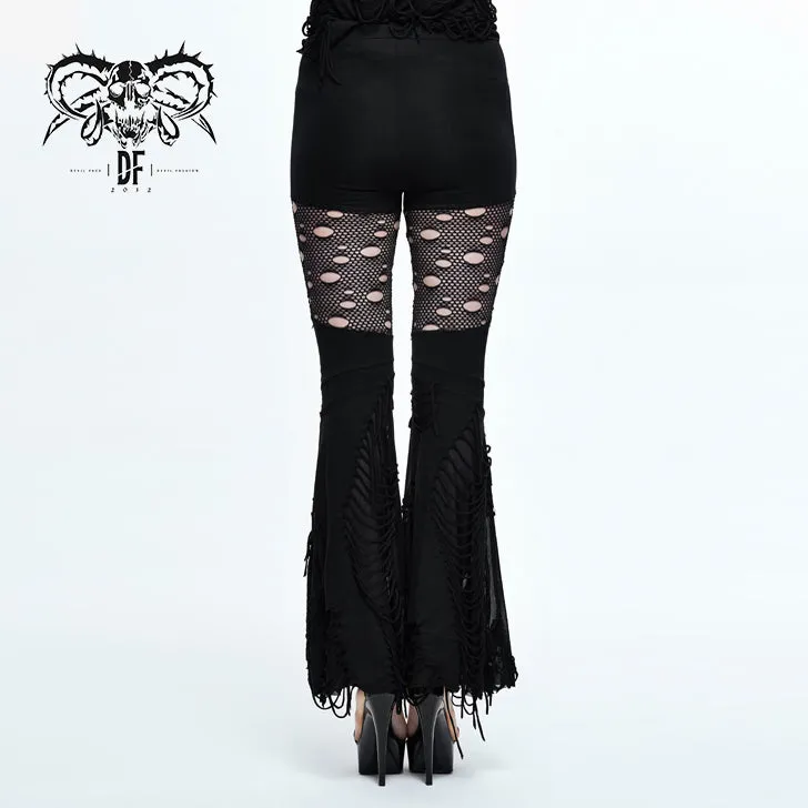 PT053 Designer sexy women punk broken holes slim fit flared pants